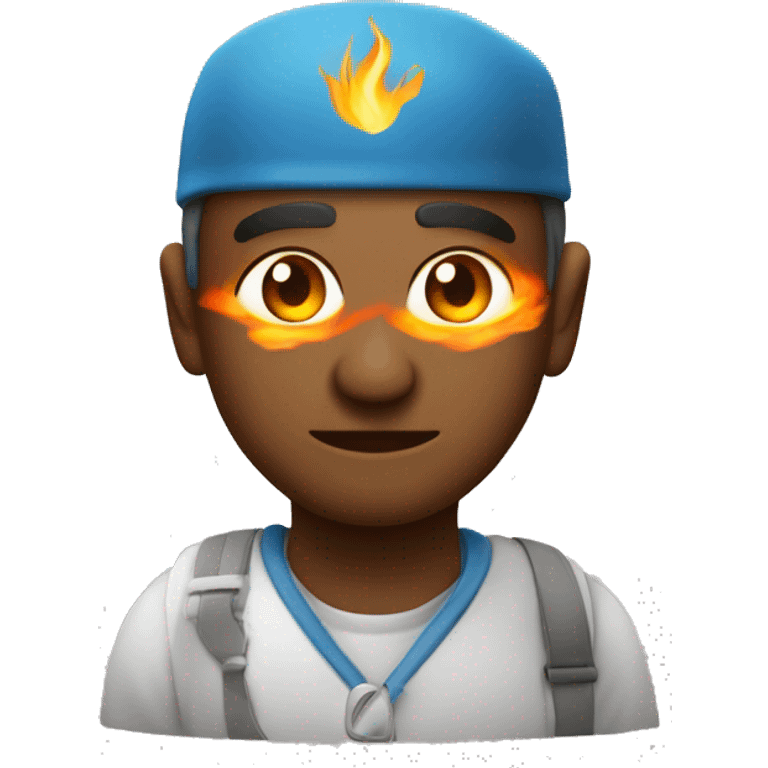 Un stiqeur qui sourit avec des flamme dans les yeux emoji