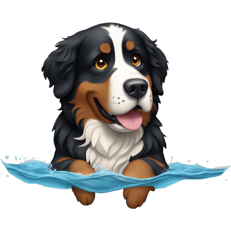 Bernese mountain dog swimming emoji