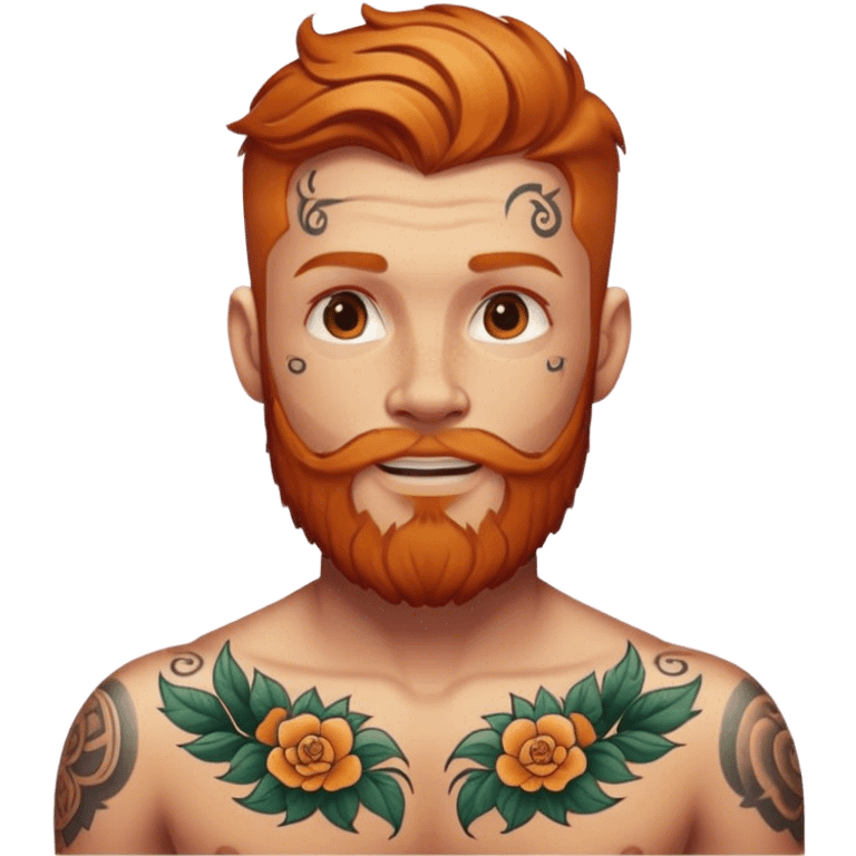 Ginger bearded man with tattoos  emoji