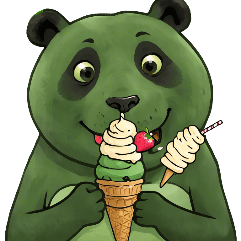 Panda eating ice cream emoji