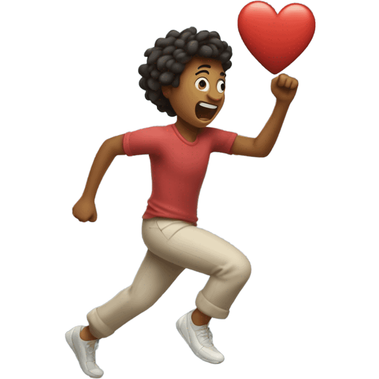 Design an emoji of a person running with a big heart beating strong. Capture the joy of cardio exercise emoji