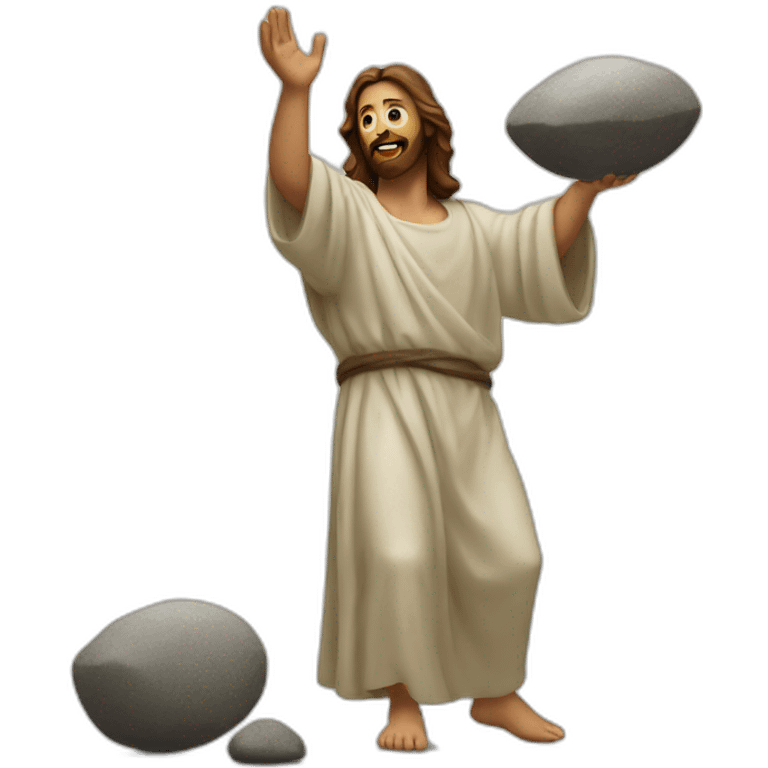 jesus throwing stone emoji