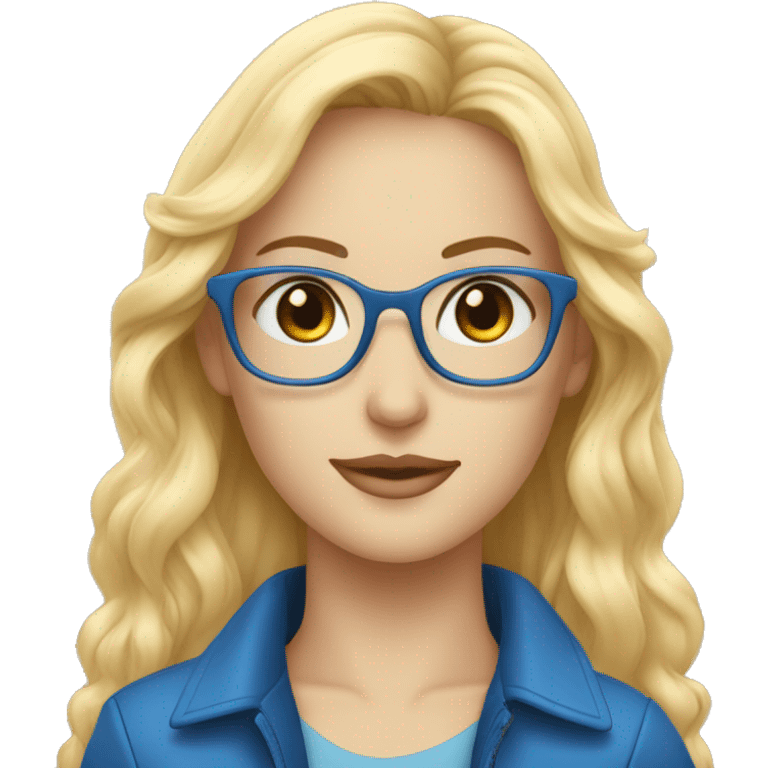 Une belle blonde au yeux bleu avec des lunettes emoji