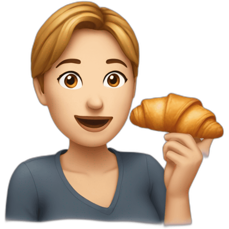 Une femme mange un croissant  emoji