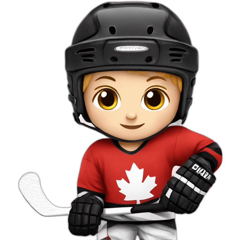 baby hockey player wearing red emoji