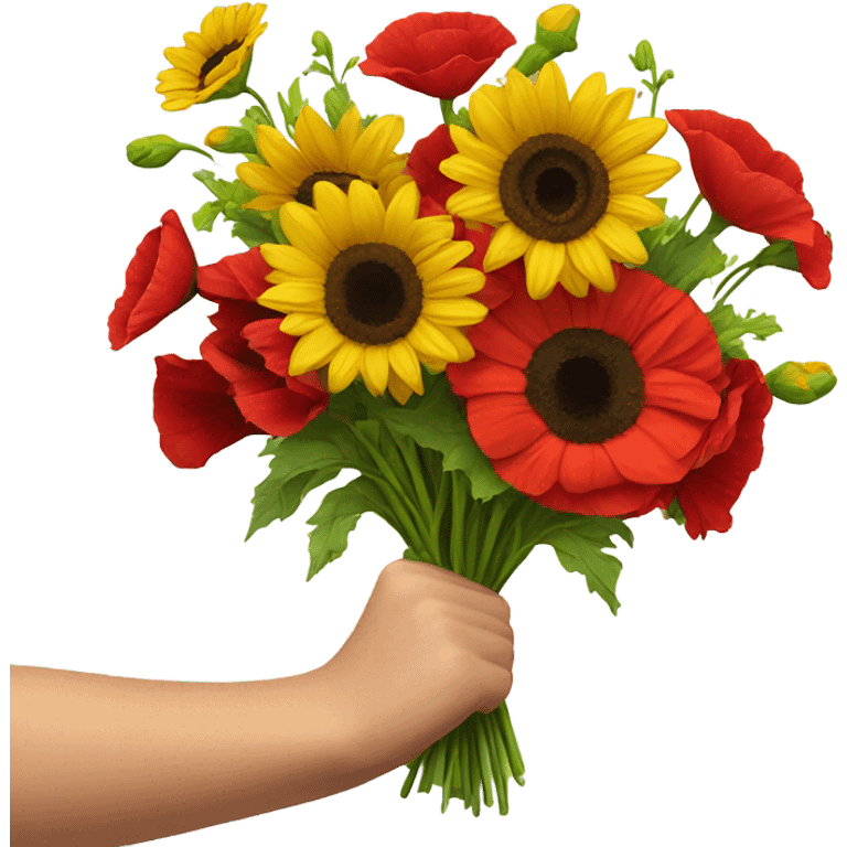 Bouquet sunflower and poppy  emoji