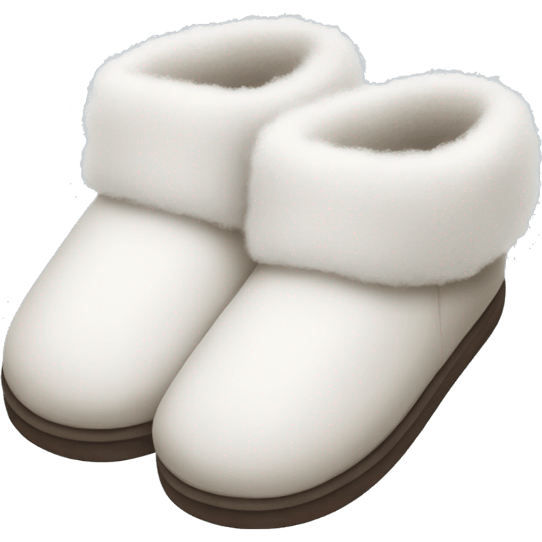 a pair of white winter fluffy slippers emoji