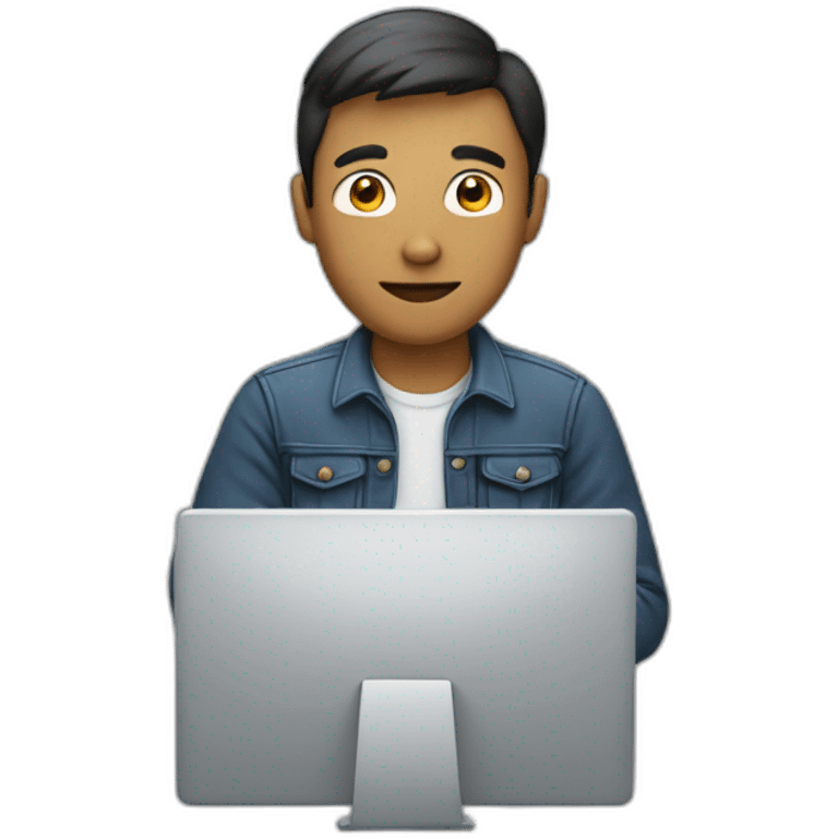 Homme mate  qui joue au pc emoji