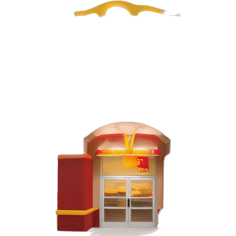 “McDonald’s store with the iconic golden arches, a red and yellow color scheme, and a simple, recognizable design that captures the essence of a fast food restaurant.” emoji