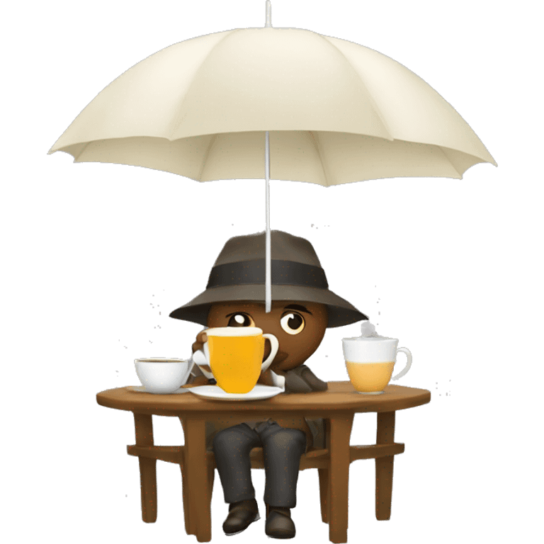 drinking tea with umbrella emoji