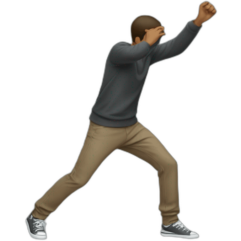 A man doing a dab emoji