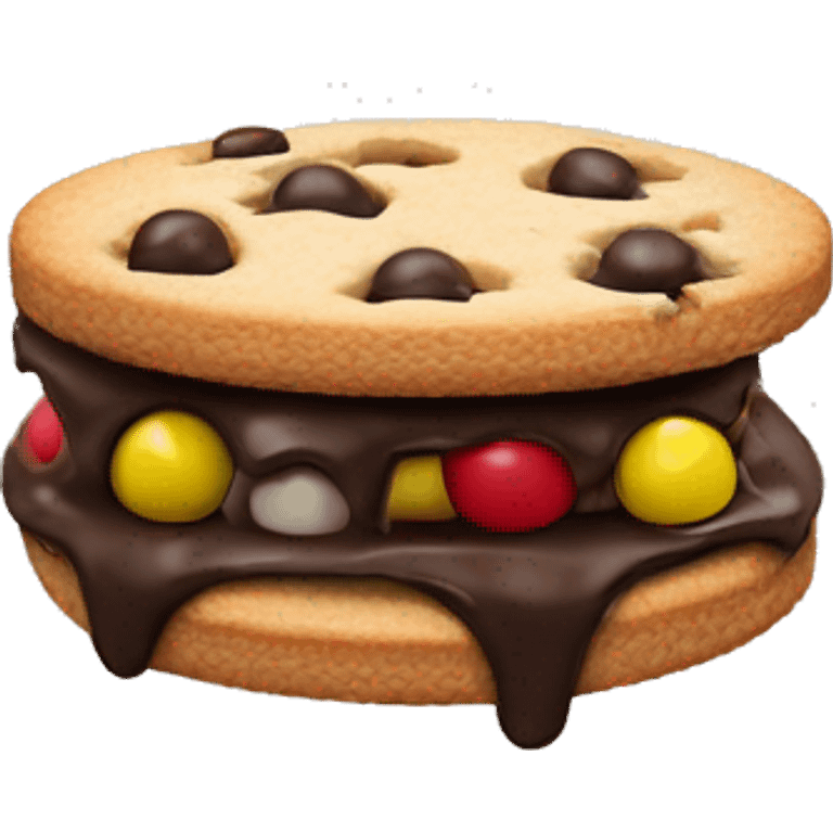 Cookie ice cream sandwich with M&M’s  emoji