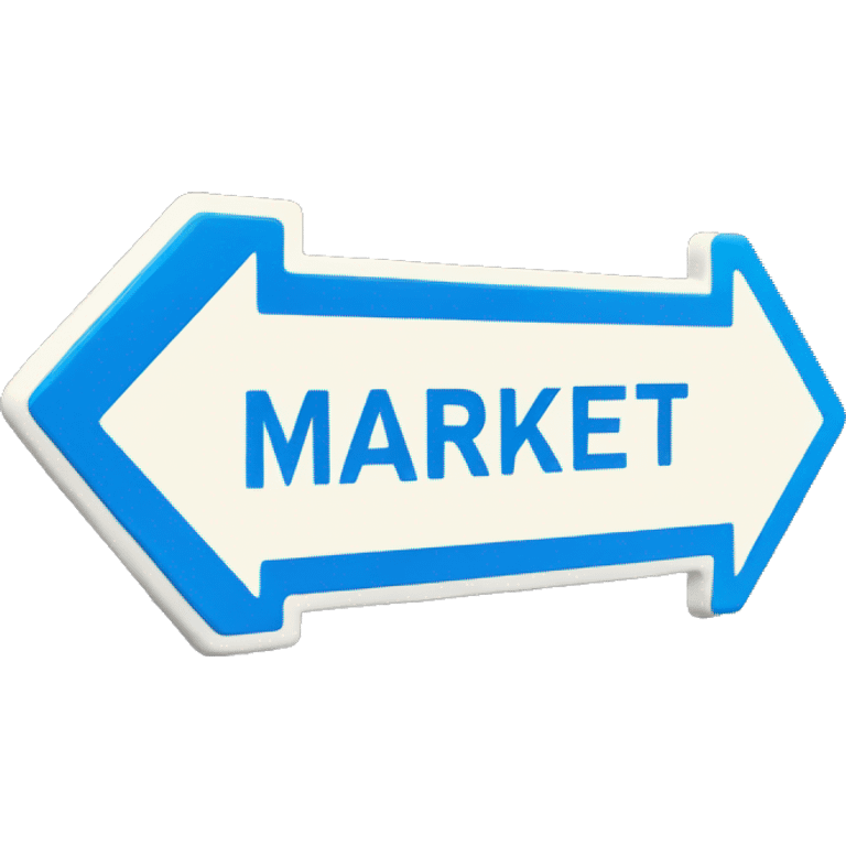 Street sign that says market in blue emoji