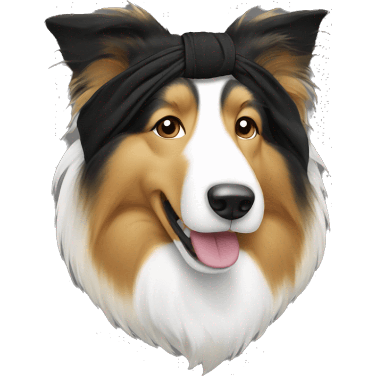 Rough collie in a black bandanna  emoji