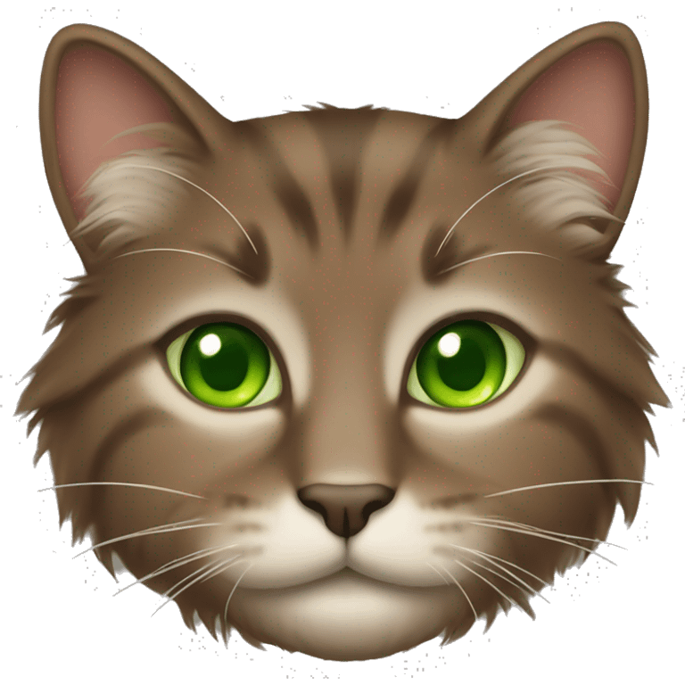 brown fluffy cat with green eyes emoji