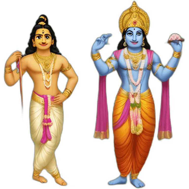 Lord Krishna with his friend Arjun emoji