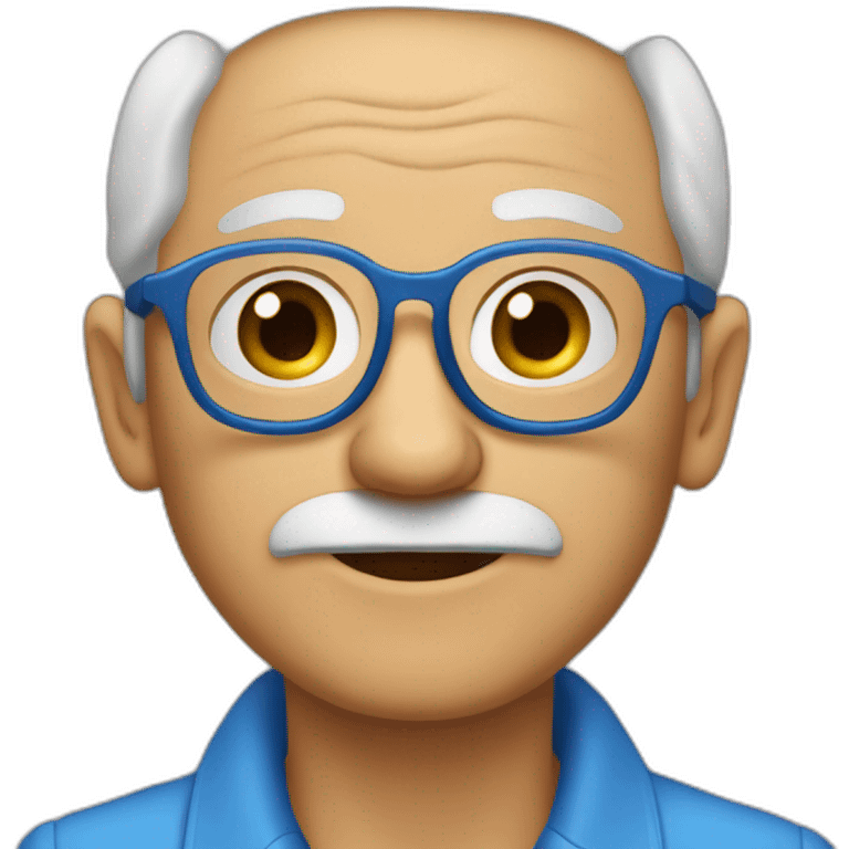 Abuelo con pelo cano , cejas oscuras ,  lentes azules , emoji