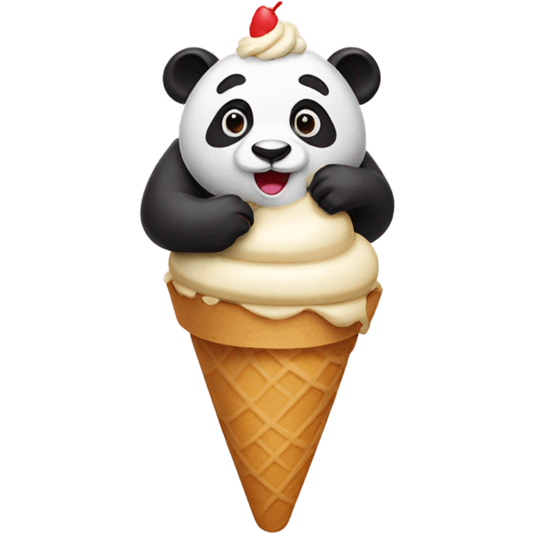 Panda eating ice cream emoji