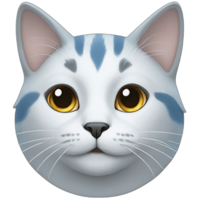 White and grey cat with bleu été emoji