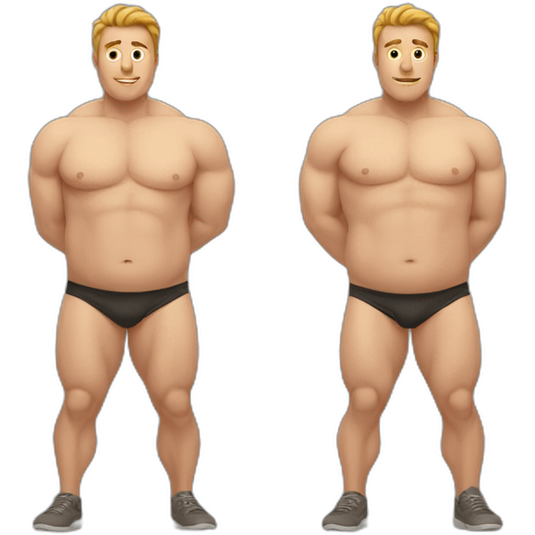 Man fat after and man strong before emoji