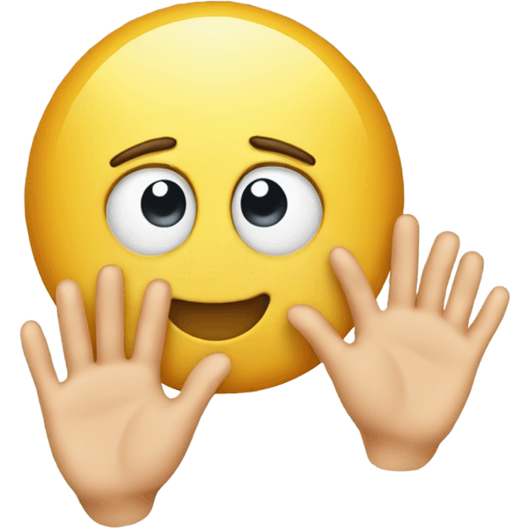 Emoji with watery eyes and hands together looking up emoji