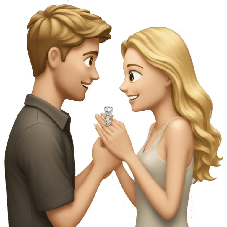 white boy proposing with engagement ring to white girl  emoji