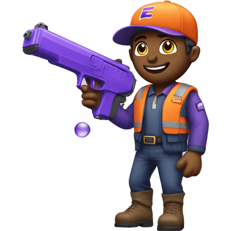 Fedex express delivery driver with a watergun emoji