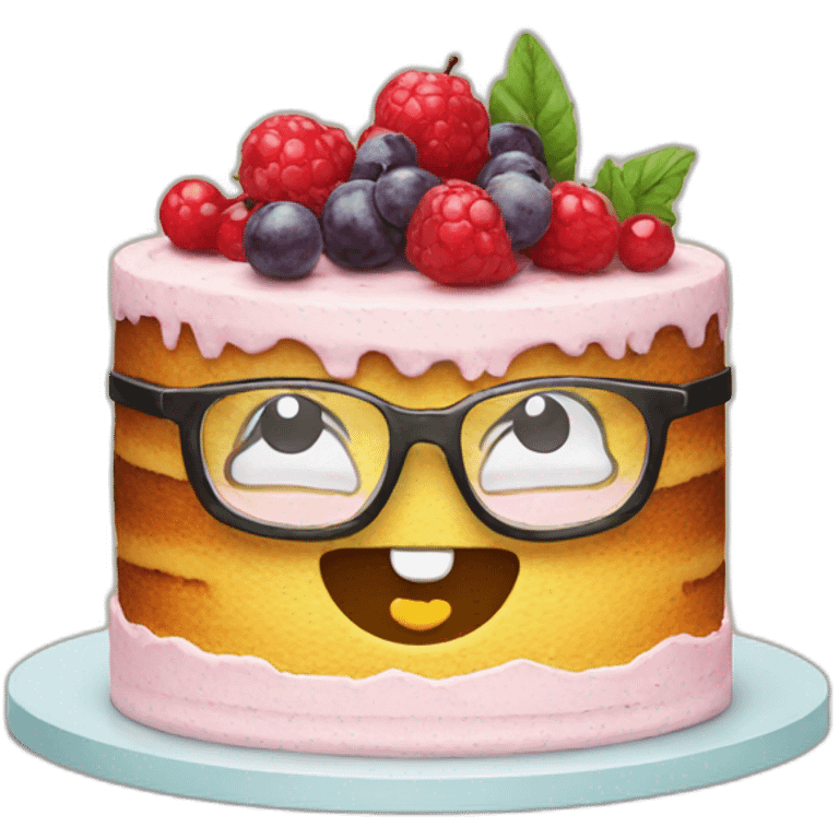 Cake with glasses emoji