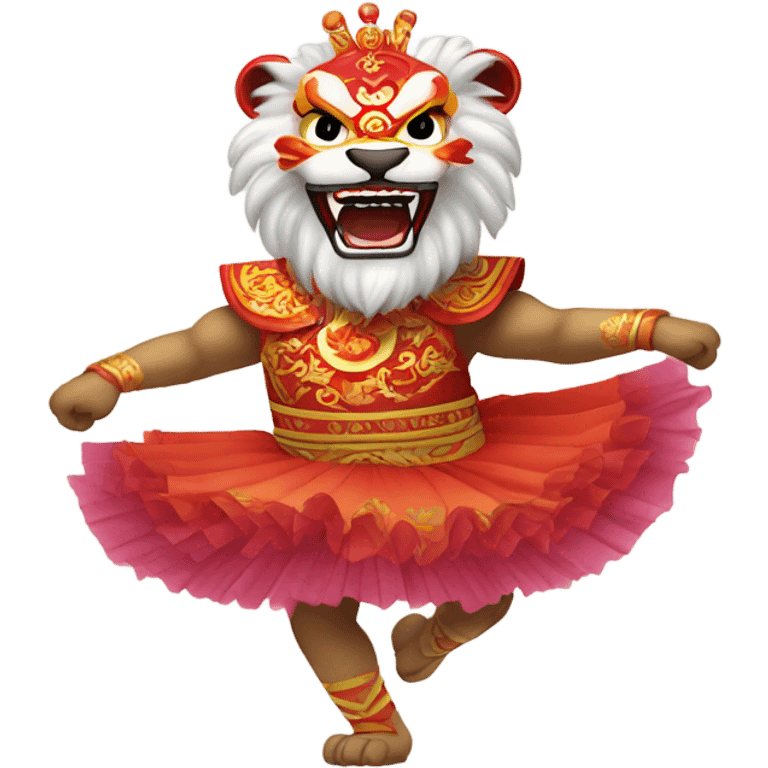 Lion dancing in a tutu emoji