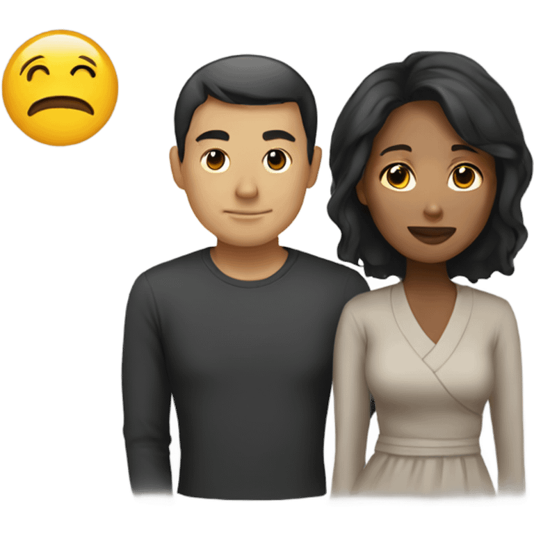 asian man and black woman couple  emoji