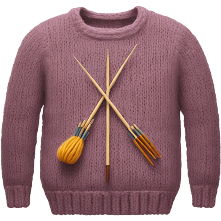 half knit sweater with knitting needles emoji