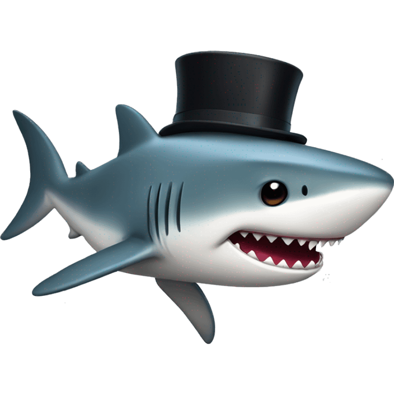 Colored shark with a top hat emoji