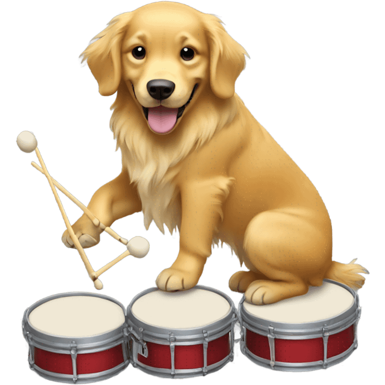 Golden retriever playing drums emoji