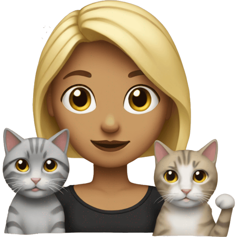 Blonde girl with 3 cats  emoji