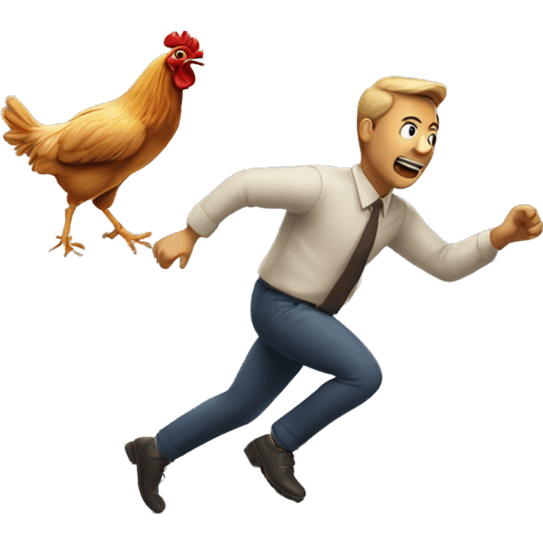 Man chasing chicken emoji