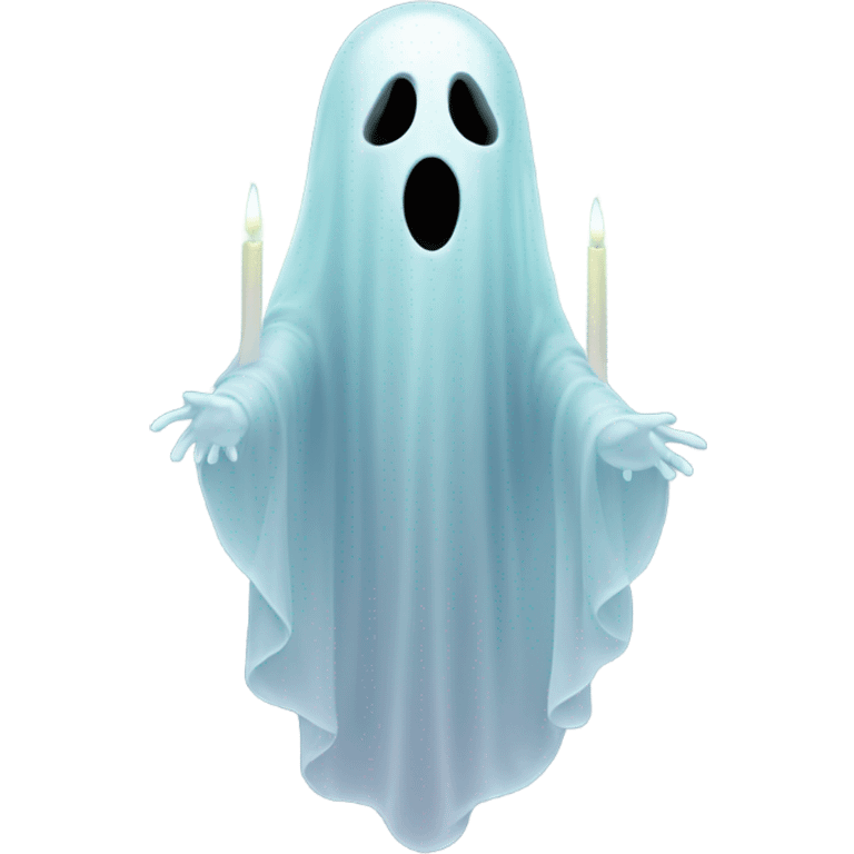 transparent ghost, ethereal, without shape and a candle emoji