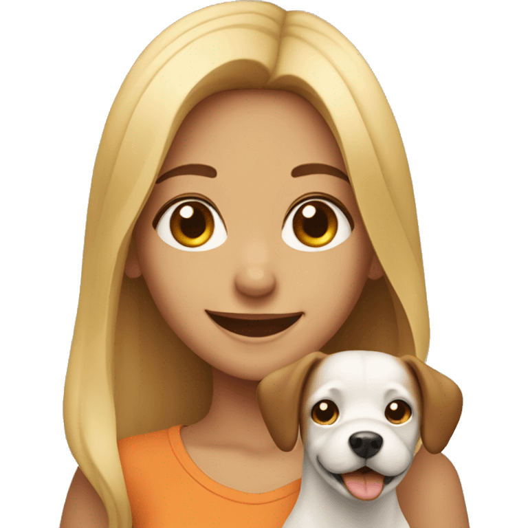 smiling girl with dog emoji