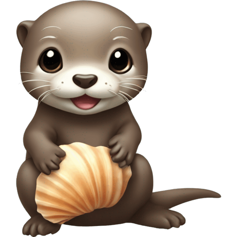 Baby otter with a seashell emoji