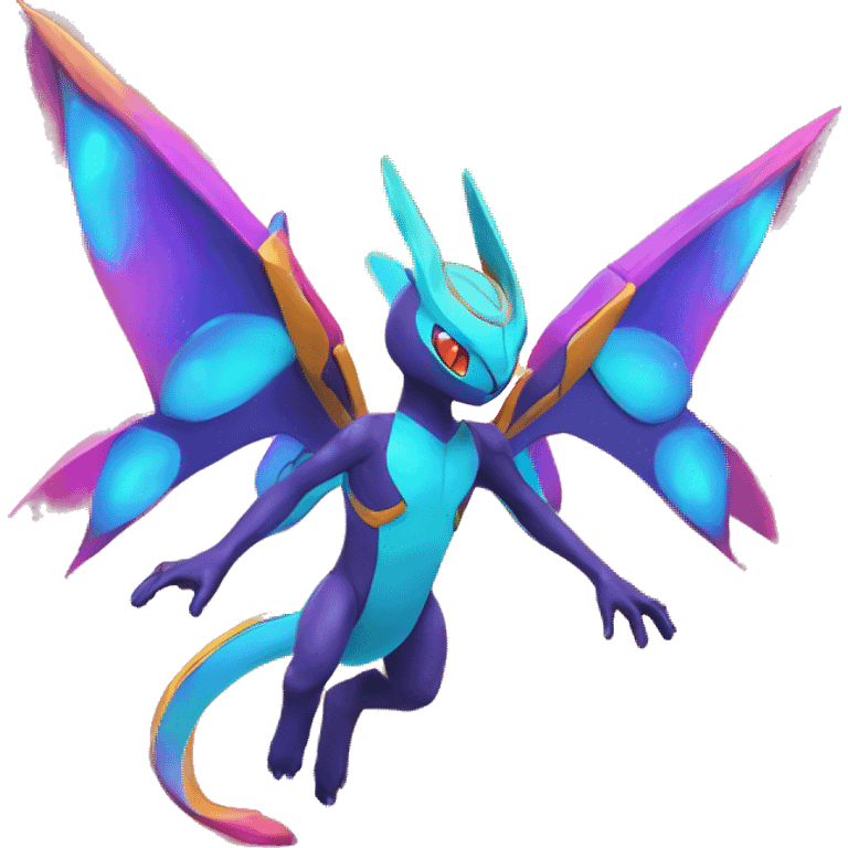 Colorful Celestial Neon Colors Vibrant Colors Flying Futuristic Fakémon-Legendary-Pokémon-Creature Full Body emoji