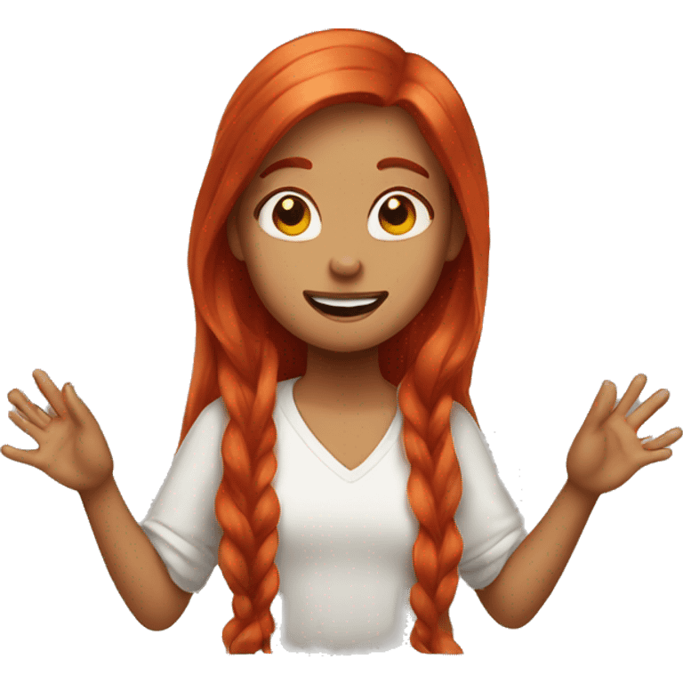 Girl long red hair raising hand emoji