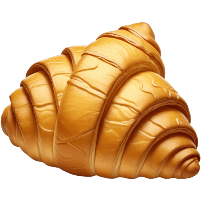 Cinematic golden croissant, perfectly flaky with crisp layers, slightly cracked to reveal buttery soft interior, warm golden glow, highly detailed and inviting. emoji