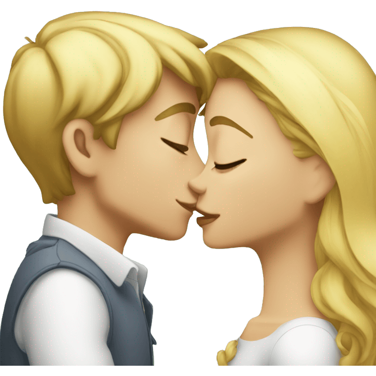 Smart boy kissing blonde beautiful girl emoji