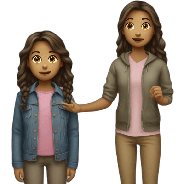 a children girl stand up other person emoji