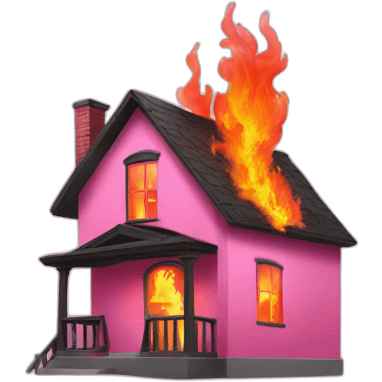 pink house on fire emoji