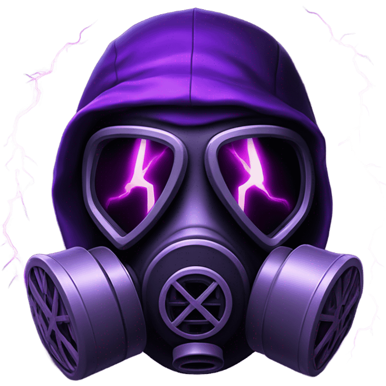 a BLACK gask mask and a purple lightning emoji