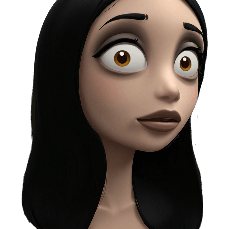 black haired girl portrait emoji