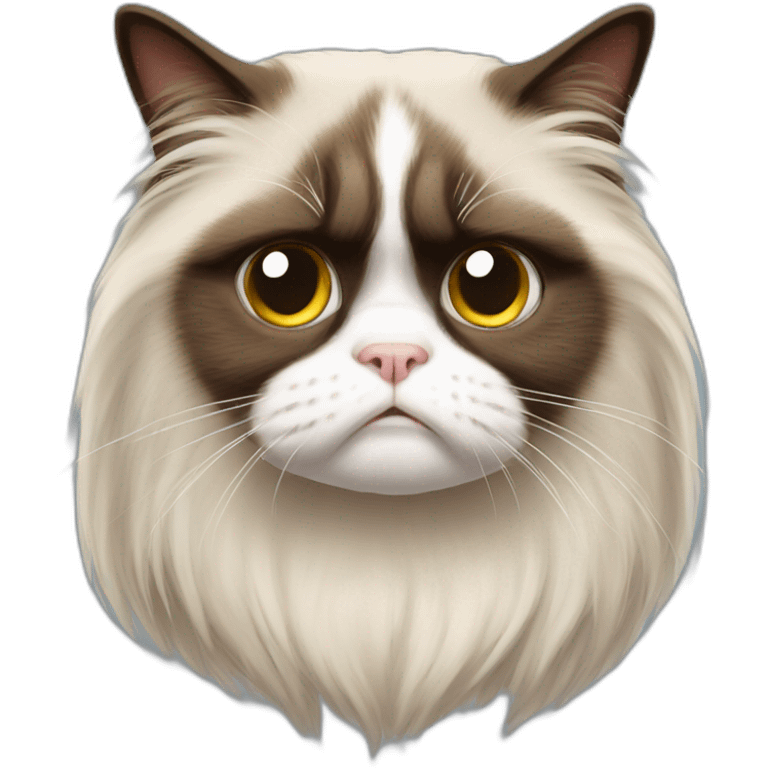 the real grumpy cat with long haire emoji