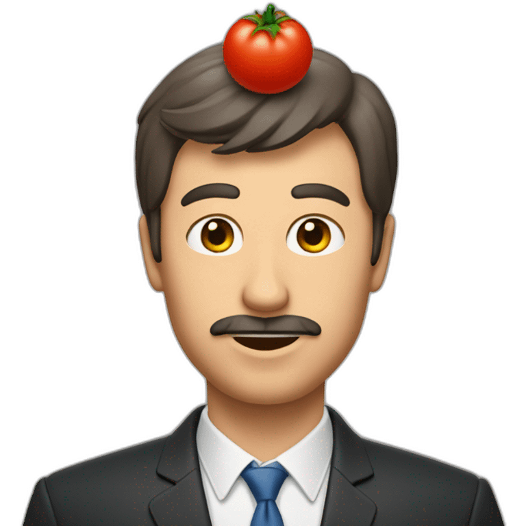 Un homme avec une tête de tomate emoji