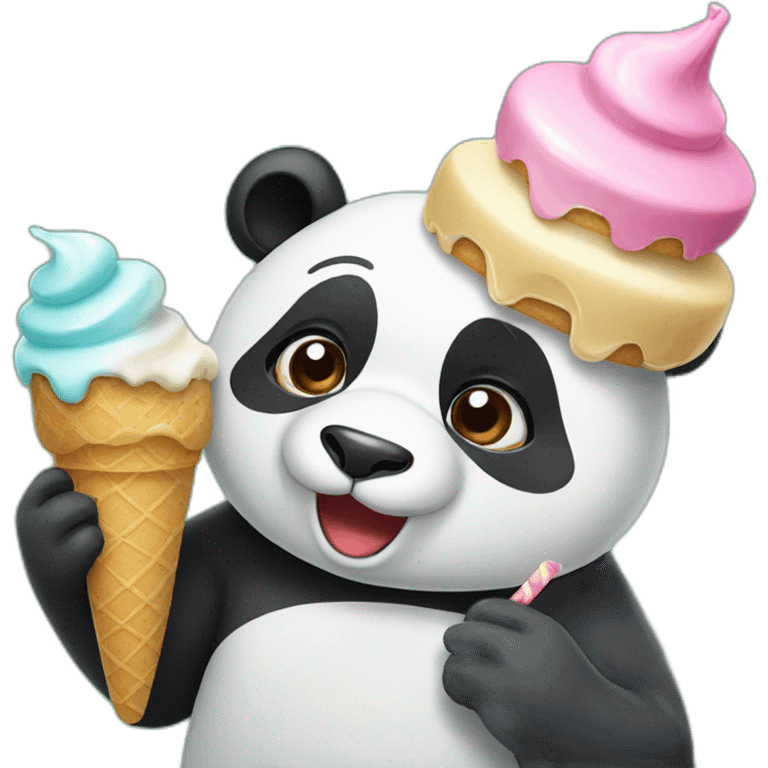 Panda eating ice cream emoji