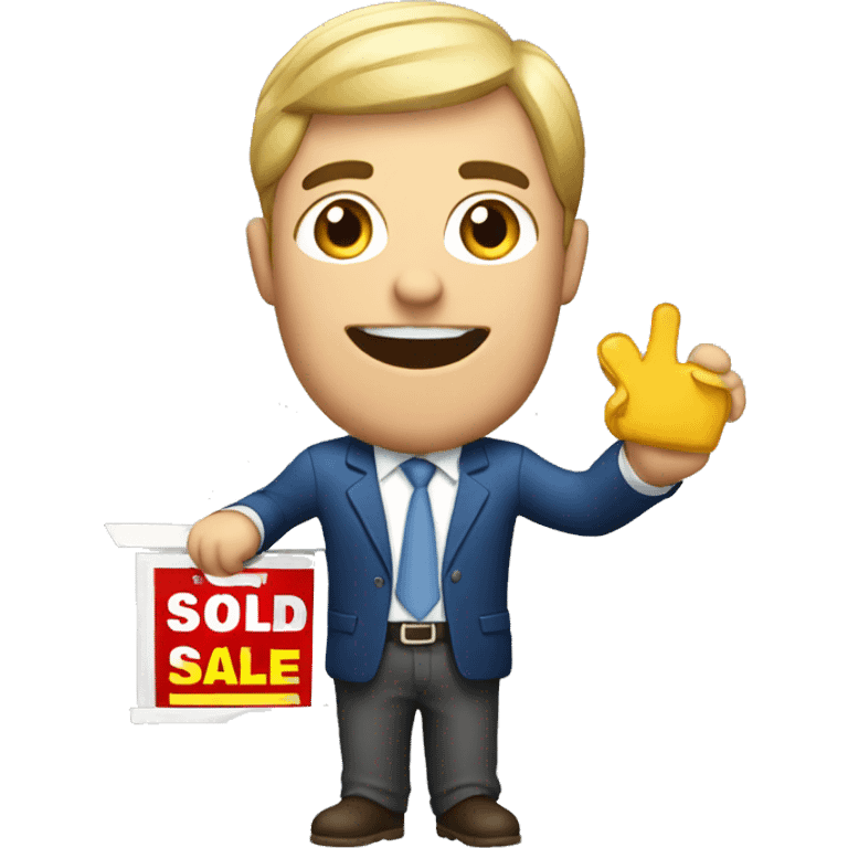 Realtor holding sold sign emoji